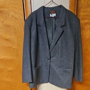 Women's Vintage Harrington Square Gray Wool Blazer